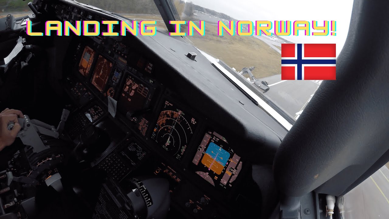 BOEING 737 Landing in TORP airport NORWAY VIKINGS LAND! | RWY36 | Cockpit view |