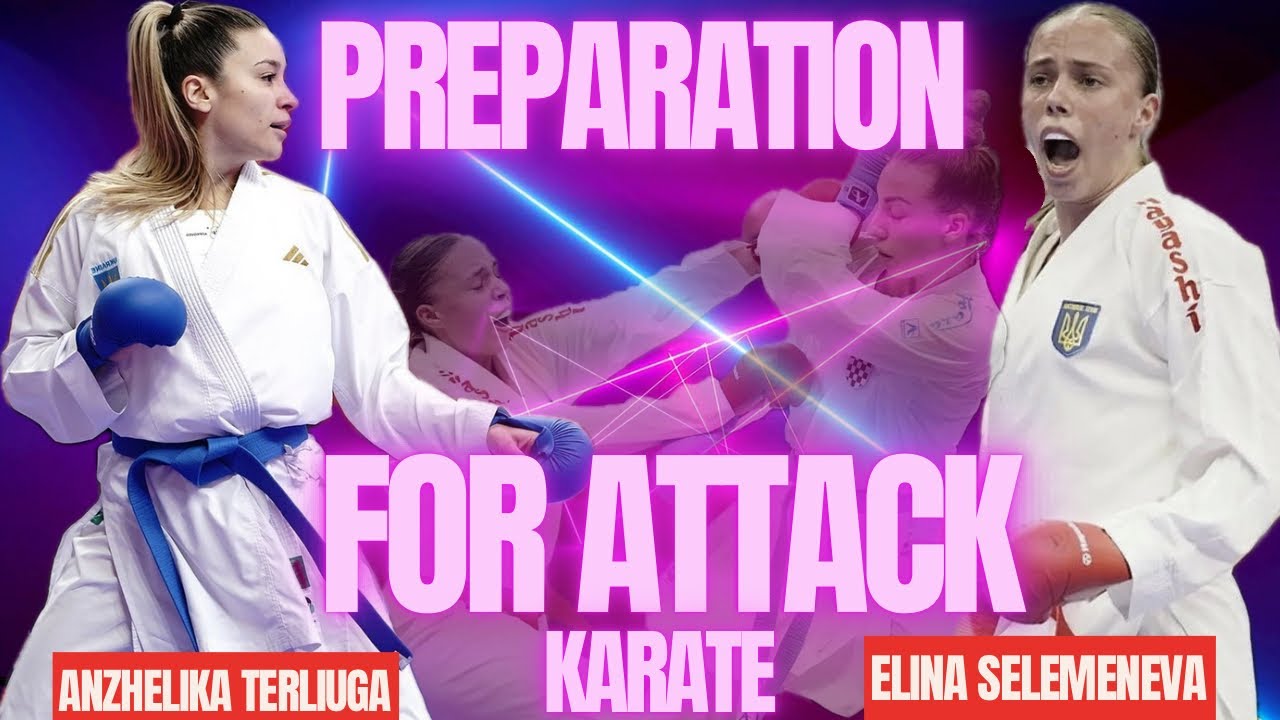 Подготовка к атаке карате wkf ANZHELIKA TERLIUGA & SIELIEMIENIEVA ELINA karate lesson