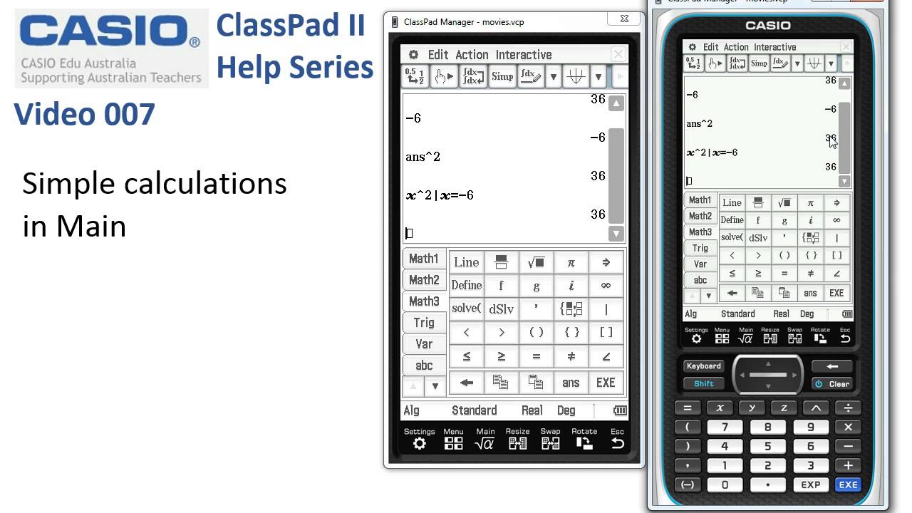 ClassPad Help 007 - Simple calculations in main