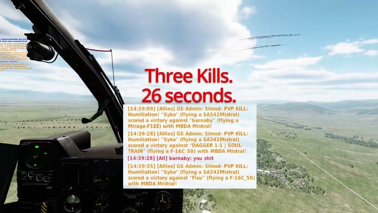 Gazelle Helicopter | 1 vs 3 against REDFOR Aircraft | DCS World