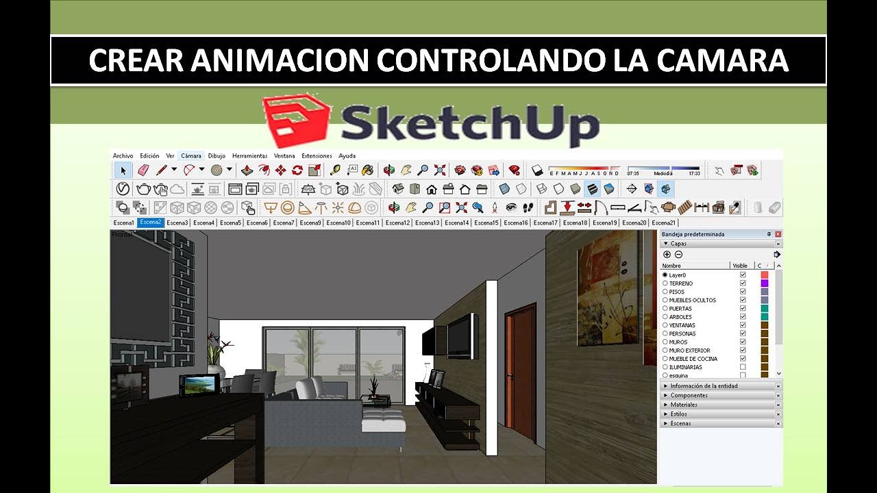 SKETCHUP ANIMACIÓN CON CONTROL DE CAMARA  -  CREAR ESCENA