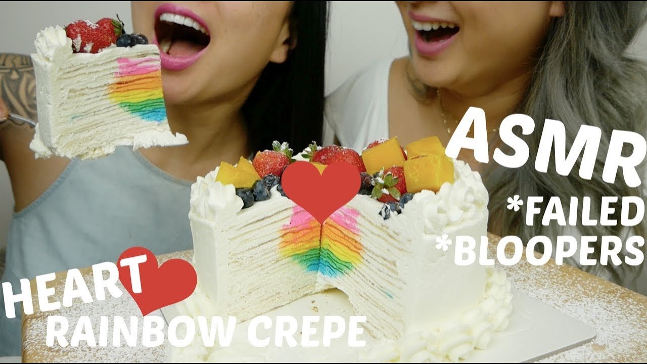ASMR RAINBOW CREPE CAKE | *FAILED/BLOOPERS | N.E Let's Eat