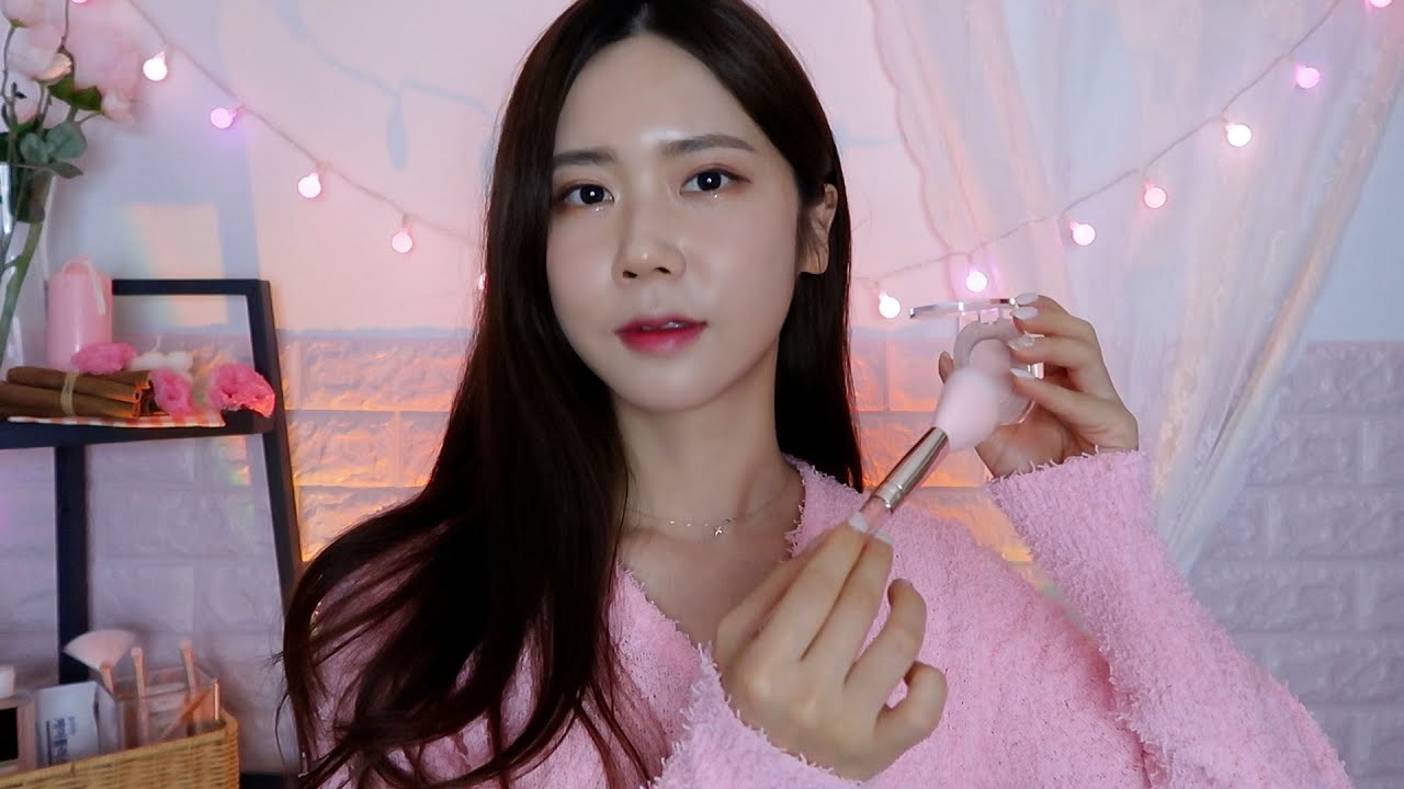 ASMR.No talking прекрасный розовый макияж | звук макияжа