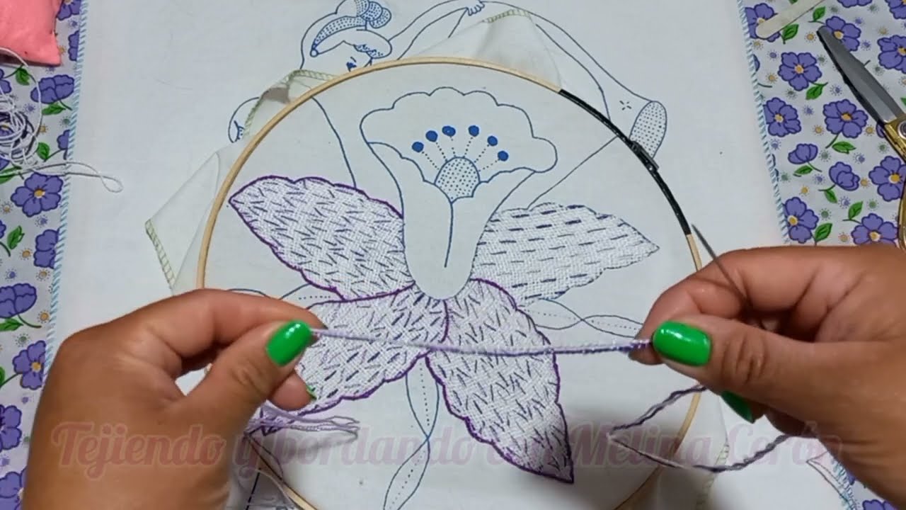 Bordado Flor Orquídea Pétalos/Tejiendo y bordando con Melina Cerón