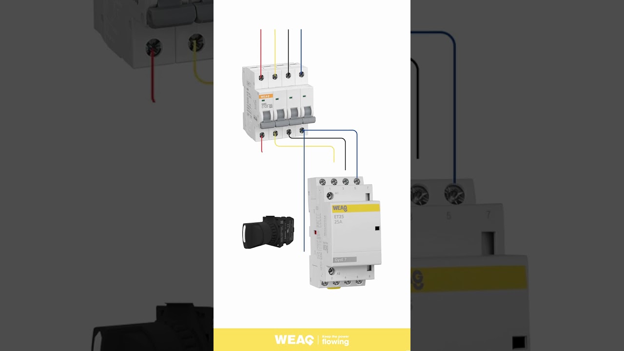 How to connect a modular contactor, to be controlled by a selector.