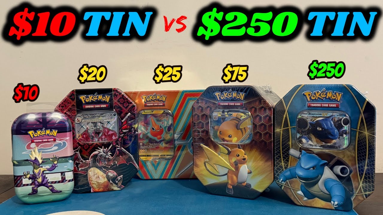 $250 POKEMON TIN vs. $10 POKEMON TIN!! Which is the BEST VALUE!! (pokemon card opening)