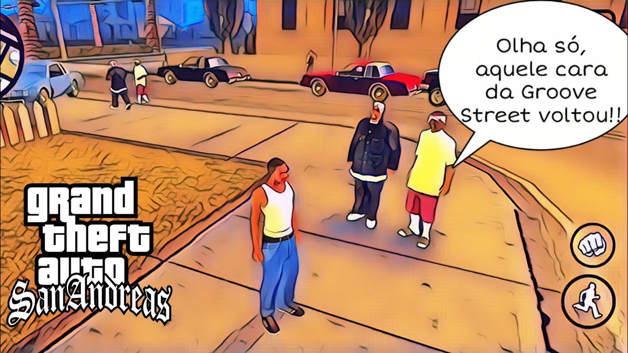Olha só o que os Ballas falam pro CJ no começo do GTA San Andreas