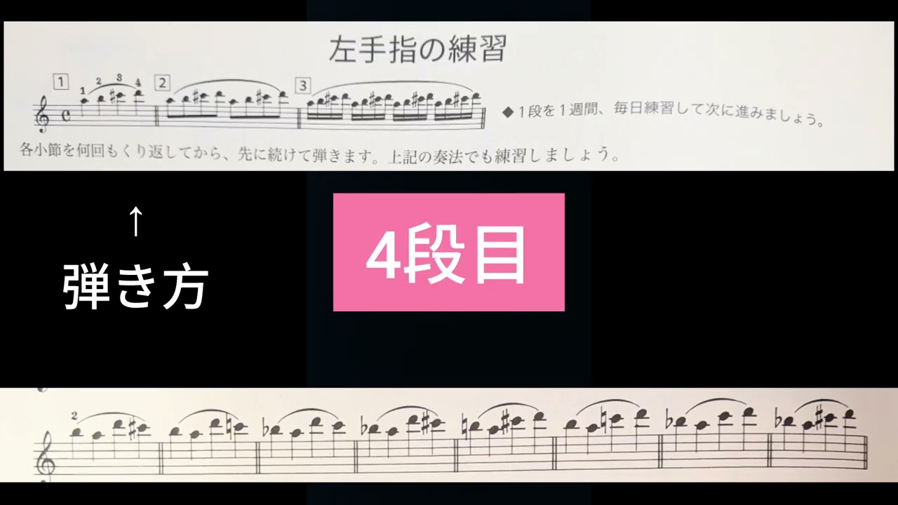 篠崎ヴァイオリン教本3 改訂版p.50/旧p.6 左手指の練習6段