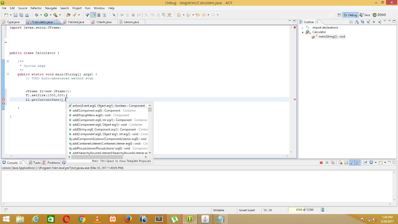 How to create a button in java