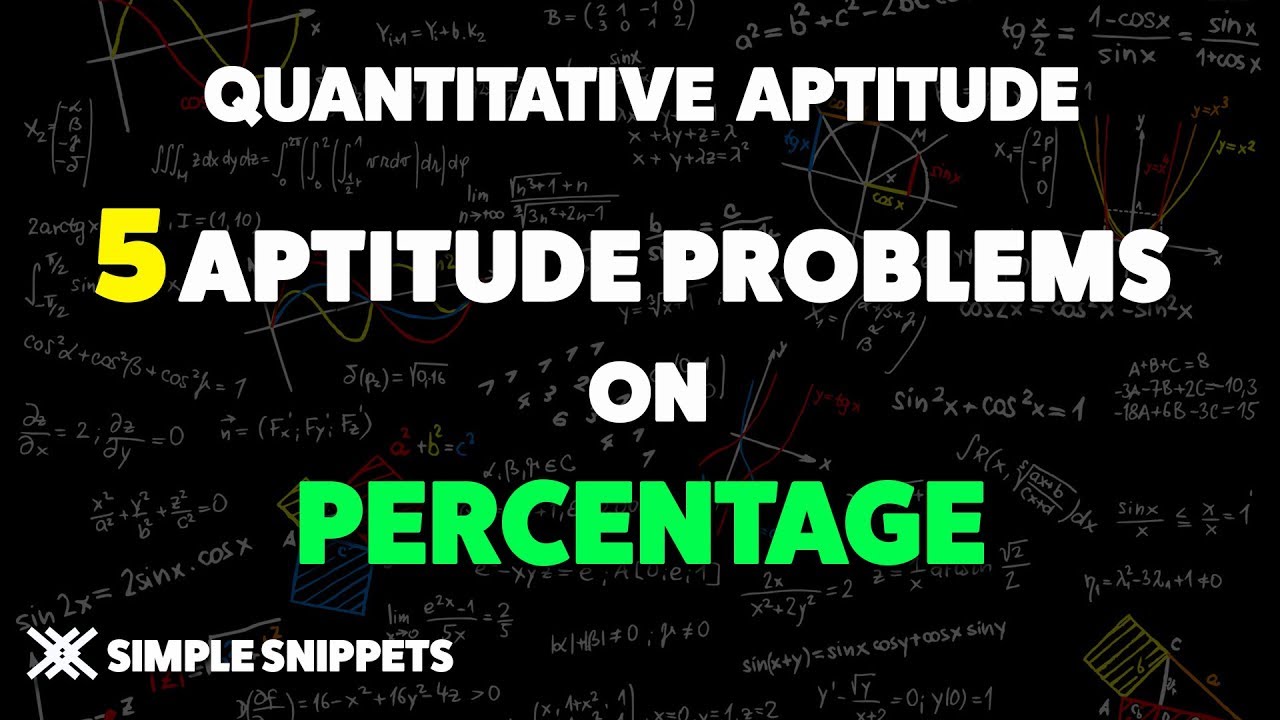5 Aptitude Problems on Percentage | Percentage Concept & Important Formulas | Quantitative Aptitude