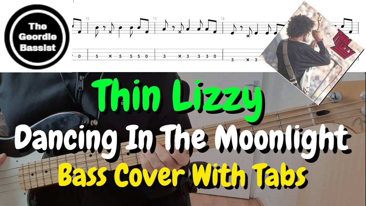 Thin Lizzy - DANCING IN THE MOONLIGHT - (Bass cover) + (Play along tabs)