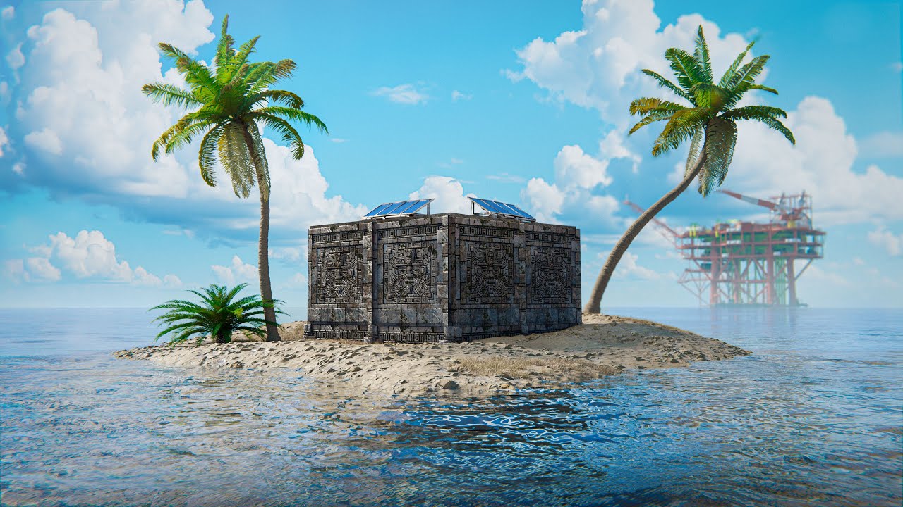 RUST - BUILDING ON A SANDBANK BY OILRIG FOR 24/7 PVP!