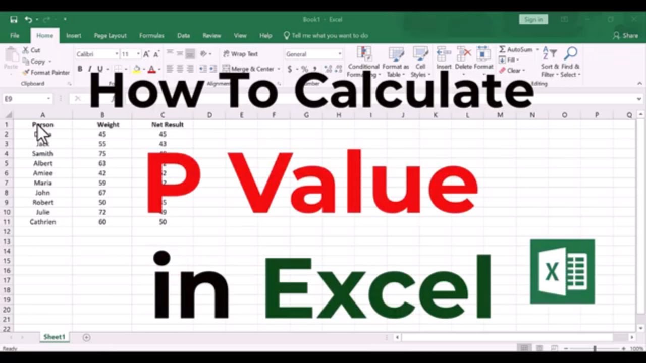 Как рассчитать P-значение в Excel | Вычисление P-значения в Microsoft Excel | Проверка гипотез