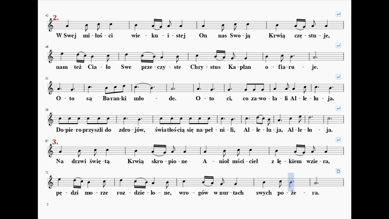 Sopran - Oto Są Baranki Młode z akompaniamentem w  refrenie.