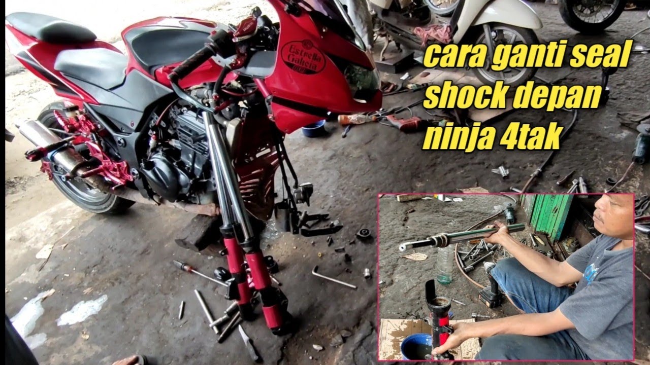 cara ganti seal shock depan ninja 250cc ninja 4tak