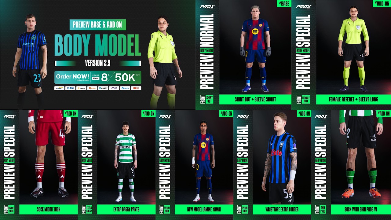 Body Model Base & AddOn Update V2.5 by PRDX - PES 2021 & Football Life 2026