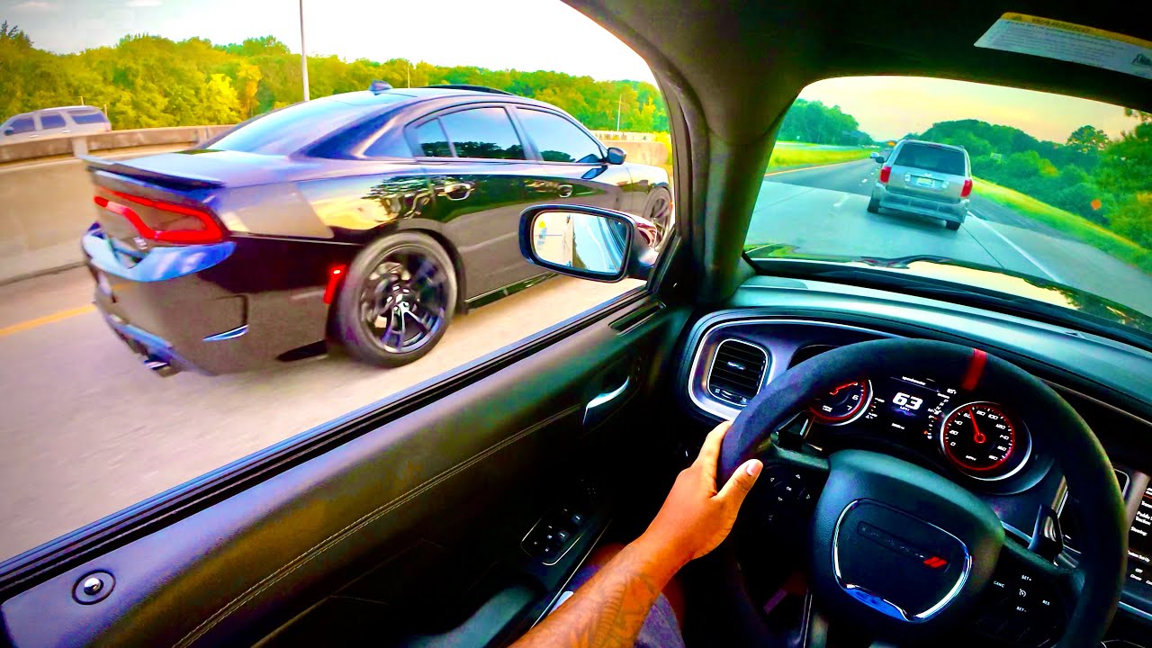 2 CATLESS SCAT PACKS & TUNED MUSTANG CUTTING UP IN TRAFFIC 