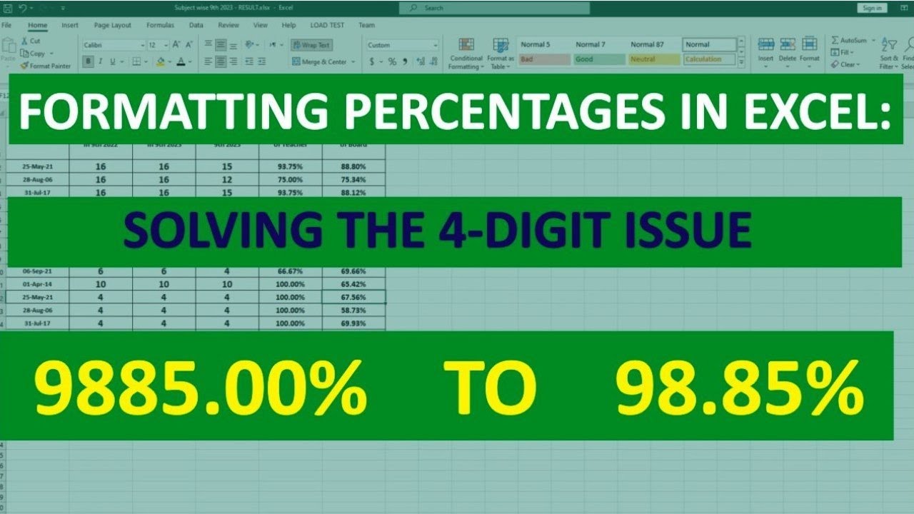 Formatting Percentages in Excel: Solving the 4-Digit Issue