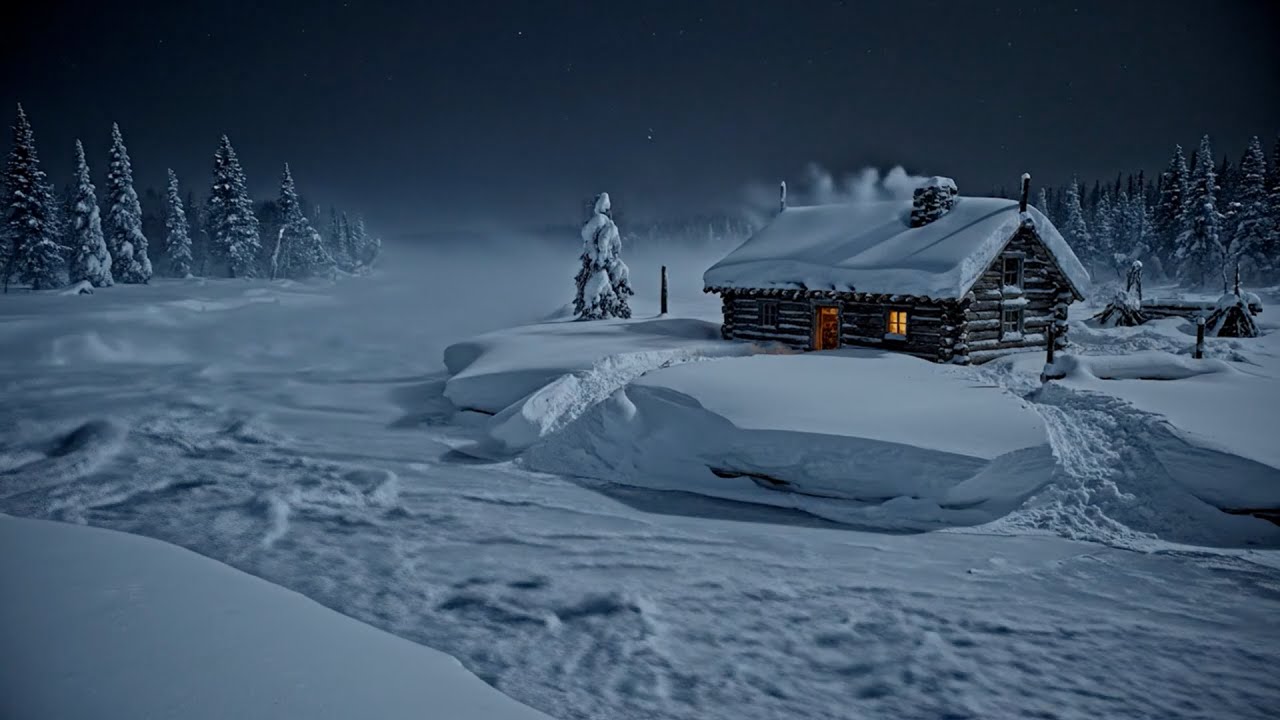 Blizzard Sounds at A Lonely Riverside Cabin | Howling Wind & Heavy Snow ASMR | Winter Storm Ambience