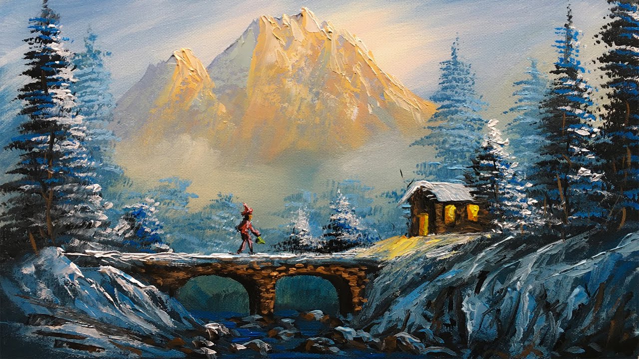 Snowy Winter Acrylic Landscape Paintings Tutorial | How to Paint Step by Step