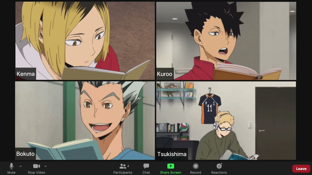 Haikyuu ~ zoom study session with haikyuu boys (kenma, kuroo, bokuto, tsukishima) | lofi playlist