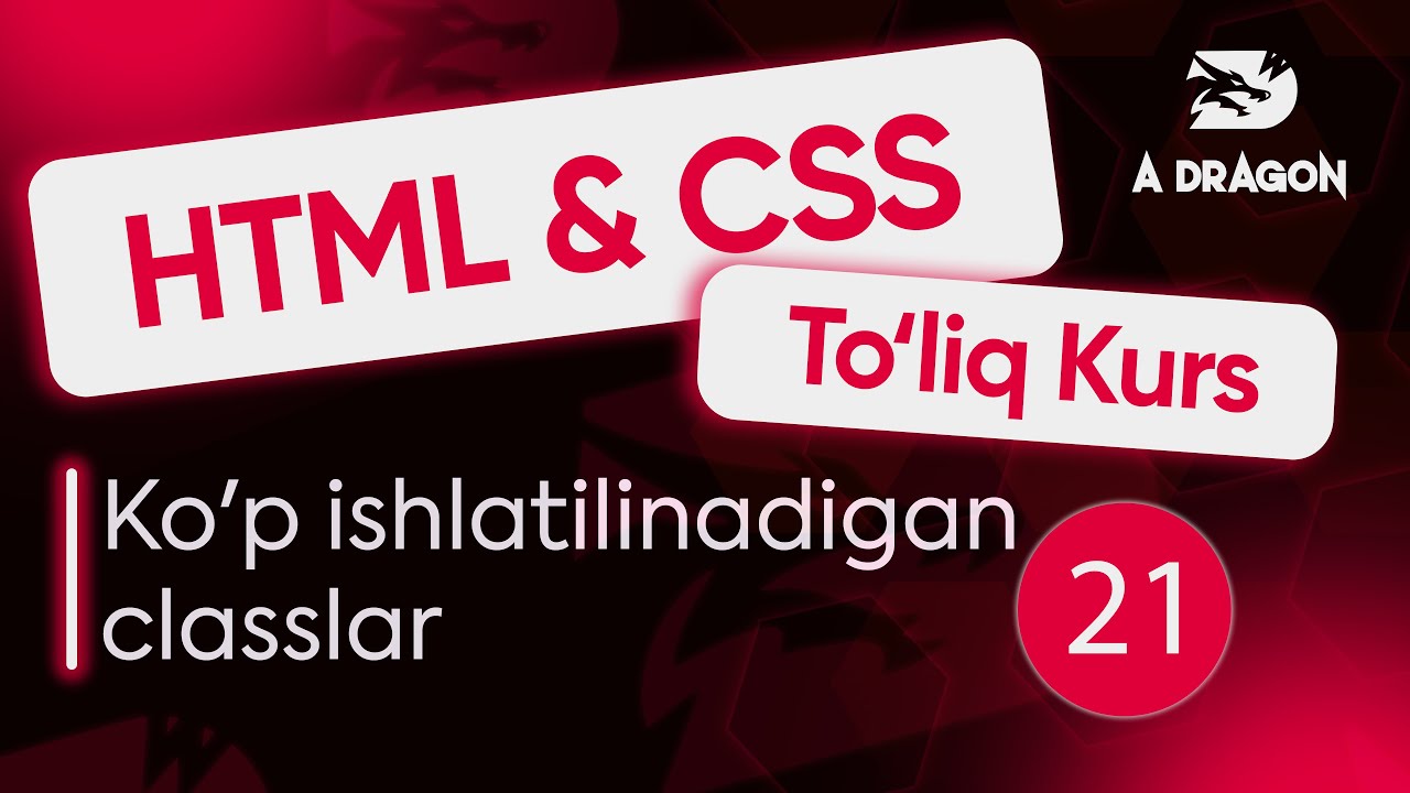 021  Ko'p ishlatilinadigan classlar