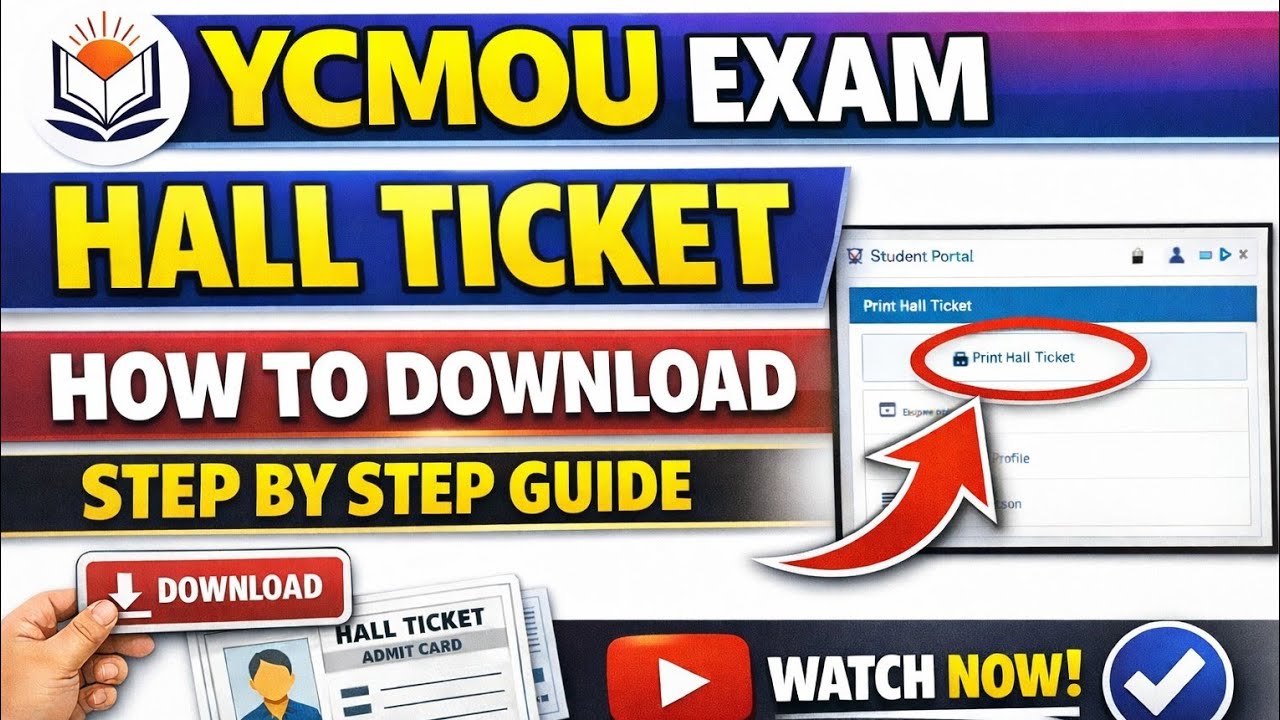 YCMOU Exam 2026 हॉल तिकीट उपलब्ध | YCMOU Hall Ticket Download कसे करावे? | PRN 20 ... ने सुरुवात
