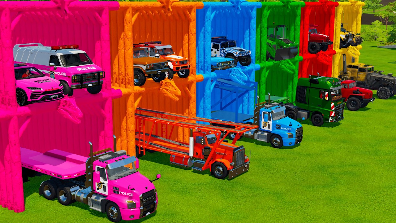 TRANSPORTING POLICE CARS, FIRE TRUCKS and AMBULANCE with MAN TRANSPORTERS! Farming Simulator 22