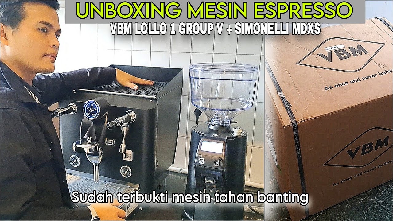 mesin espresso VBM Lolo 1 group volumetrik dan grinder simonelli mdxs