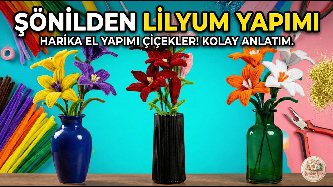 Evde Şönil Telden Lilyum Yapımı 🌼 | El Yapımı Çiçek