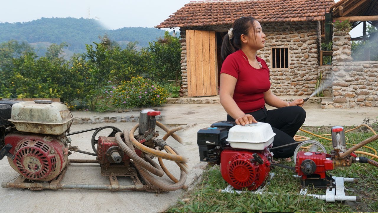 Mechanical Girl. Repair Complete Restoration of Gasoline Engines Severely Damaged water pumps
