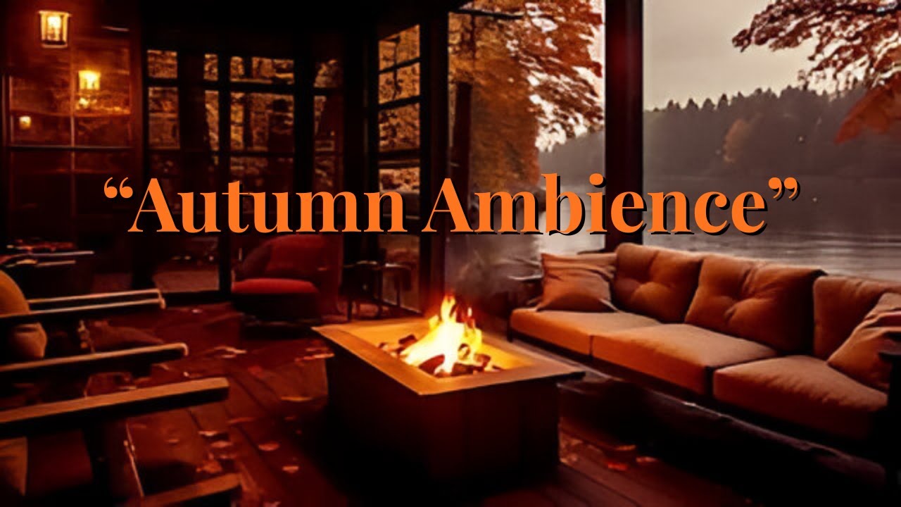 Rustic Autumn Bonfire 🍁 Crackling Fire & Calm River Sounds