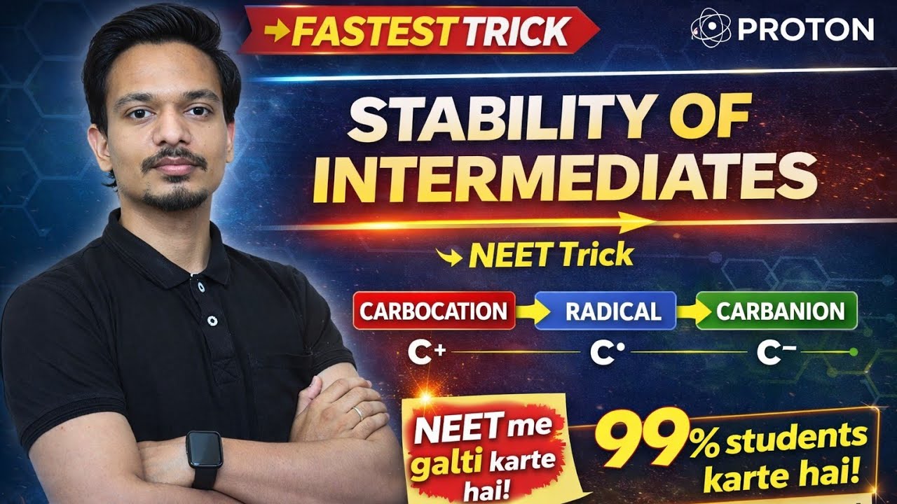 Stability of Carbocation, Radical & Carbanion | Easy Trick for NEET