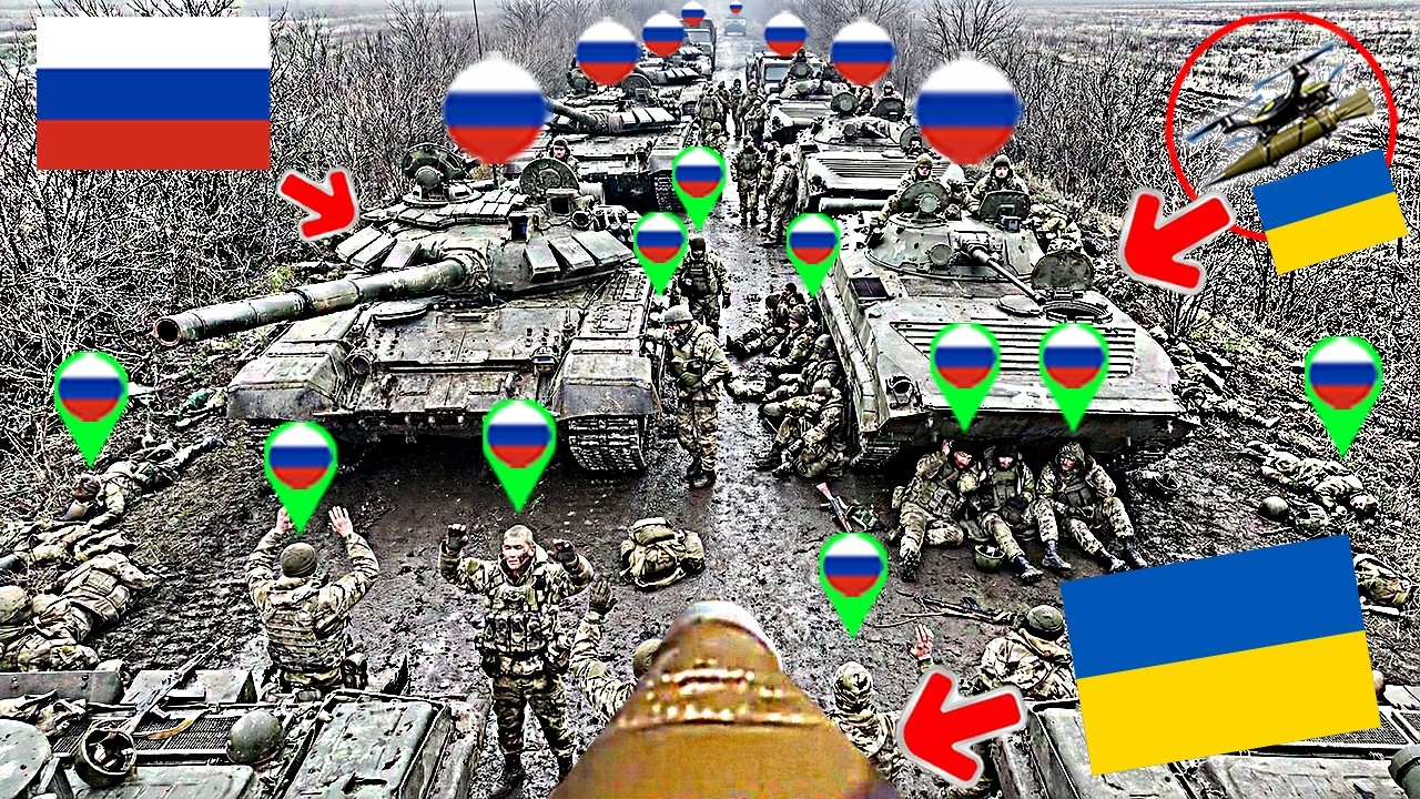 Huge Russian Convoy Hit by Ukrainian Azov FPV Drones!