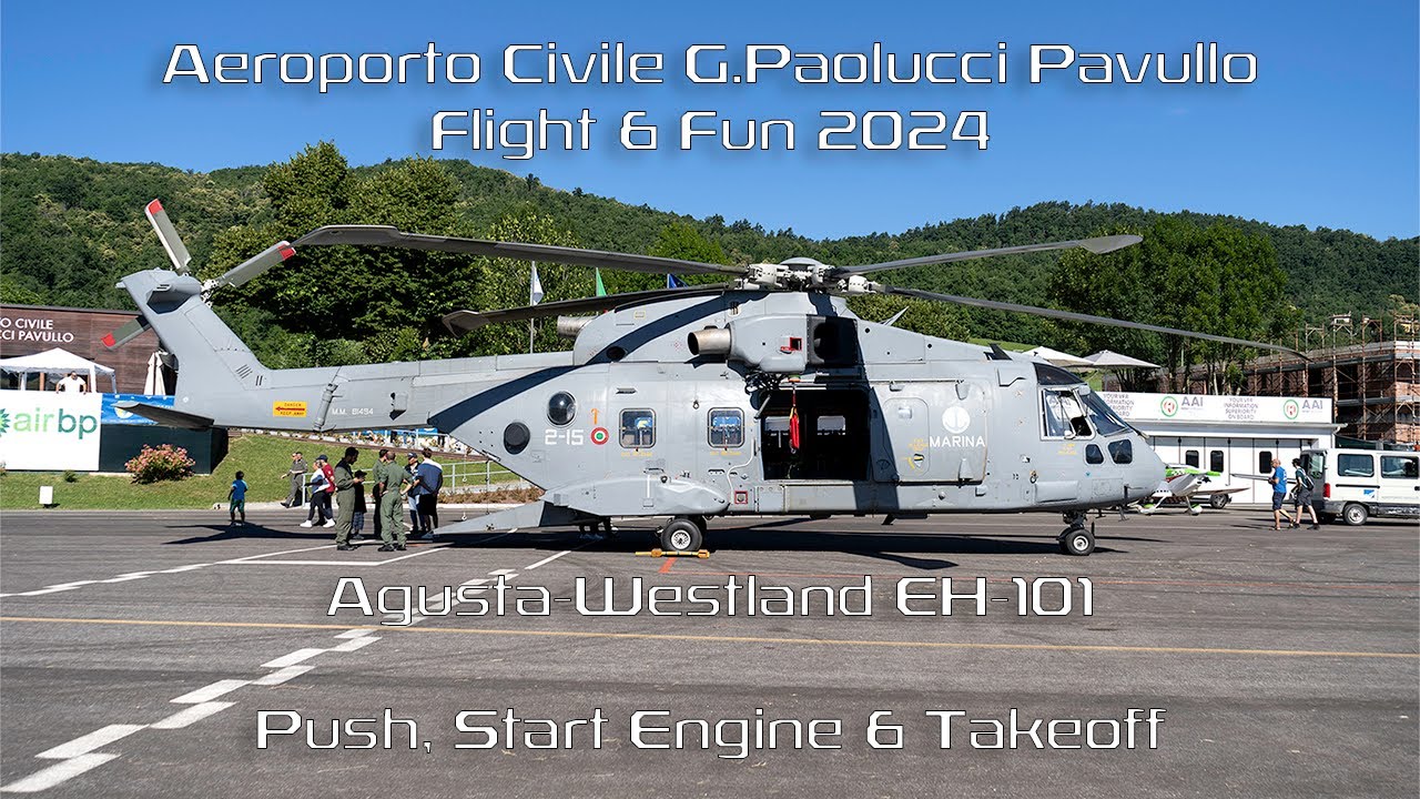 ITALY NAVY Agusta-Westland EH-101 Push, Start Engines & Takeoff