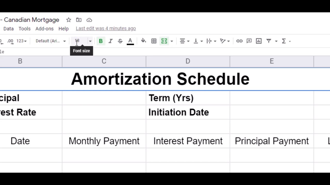 Canadian Amortization Schedule - DIY Spreadsheet Version