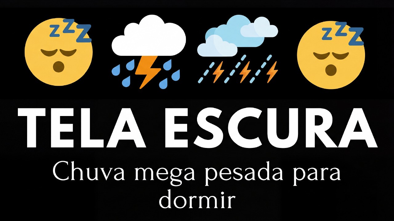 Barulho de Chuva para Dormir e Relaxar 💤 Chuva e Trovão Constante no Telhado à Noite 💤 Tela Preta #2