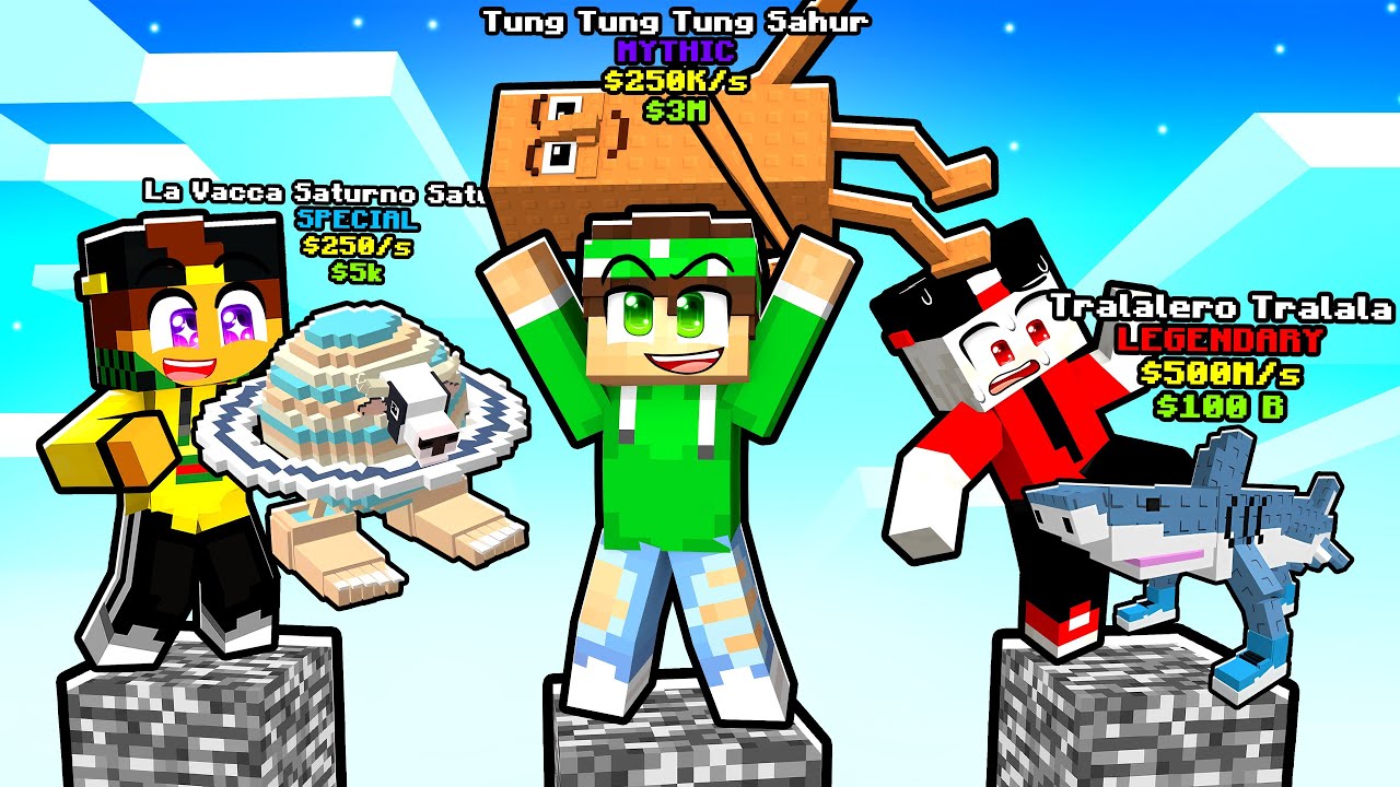 SOPRAVVIVI a STEAL A BRAINROT su UN PILASTRO DI BEDROCK in MINECRAFT!