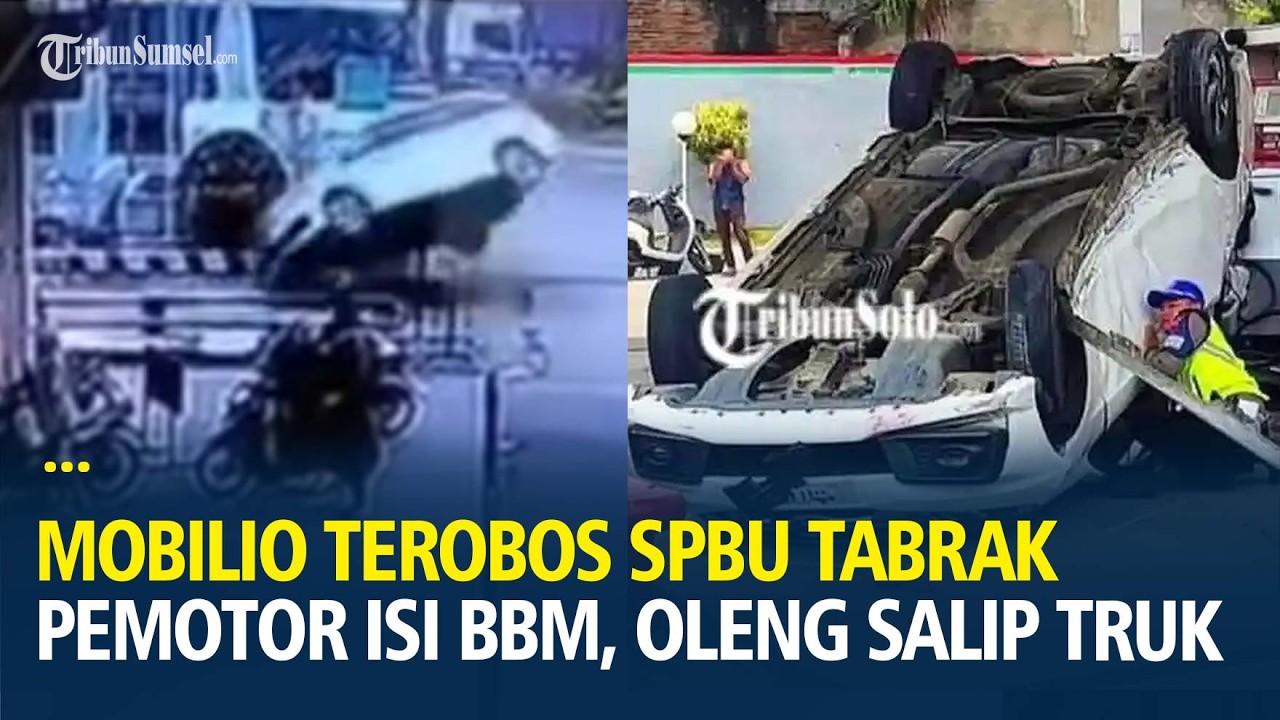 Detik-detik Mobilio Terobos SPBU Tabrak Pemotor Isi BBM, Oleng Hendak Salip Truk