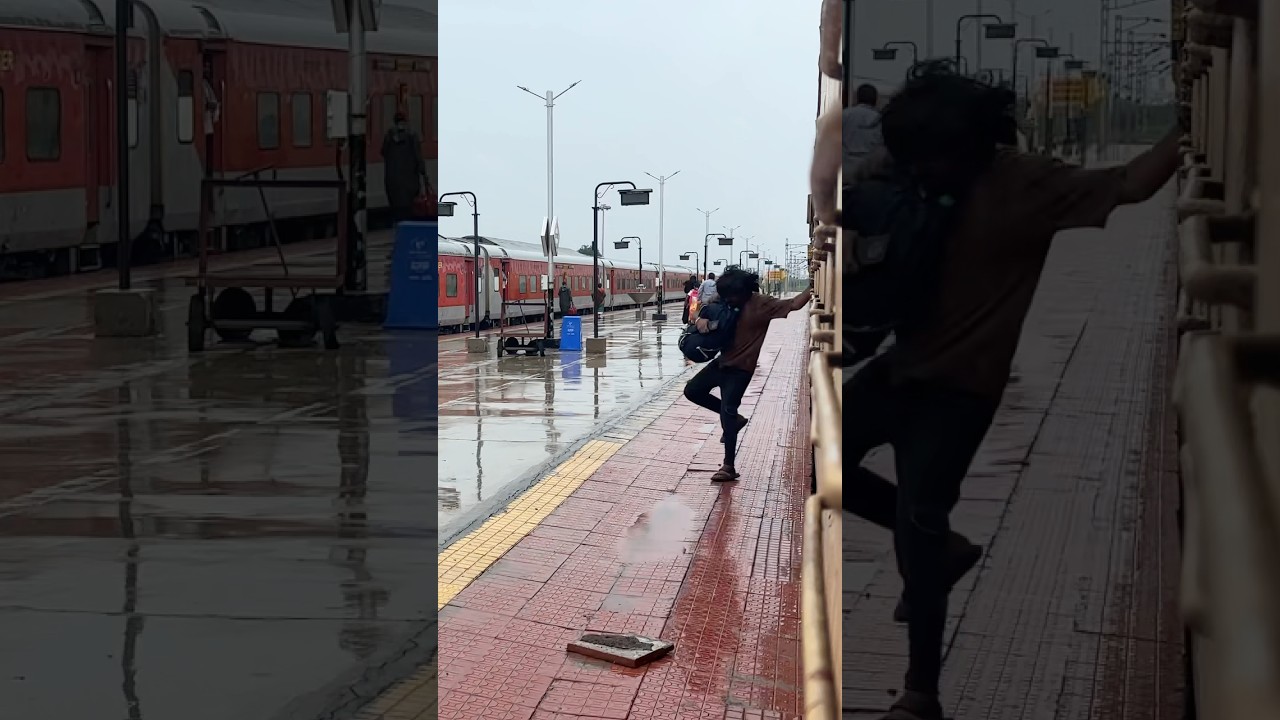 #viral 😭🙏Train Accident 😭Man falls off Moving Train #viral