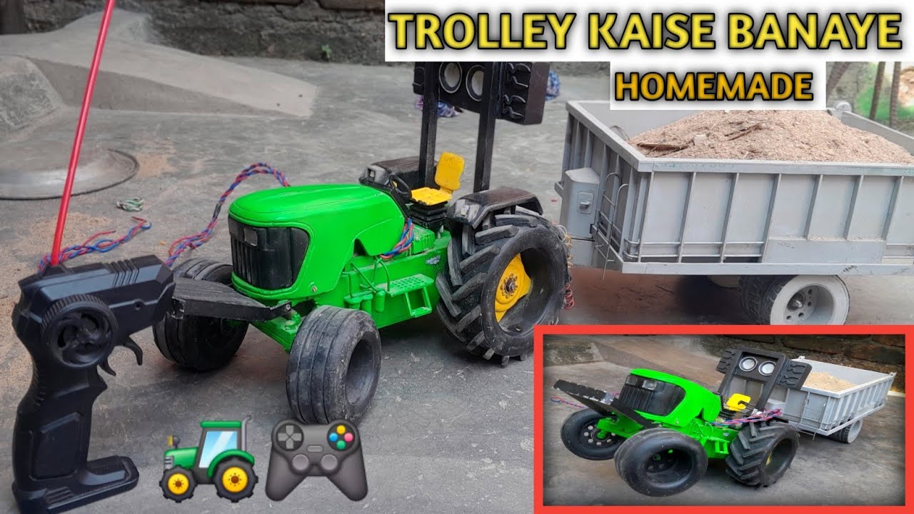 Make Heavy Trolley With dumper For Remote Control Tractor White pvc pipe  