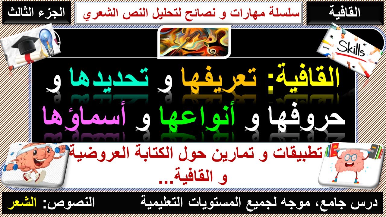 القافية و الكتابة العروضية: تطبيقات و تمارين