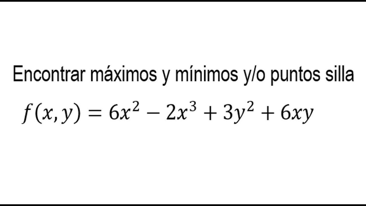 Máximos, mínimos y puntos silla de una función de dos variables - Cálculo diferencial