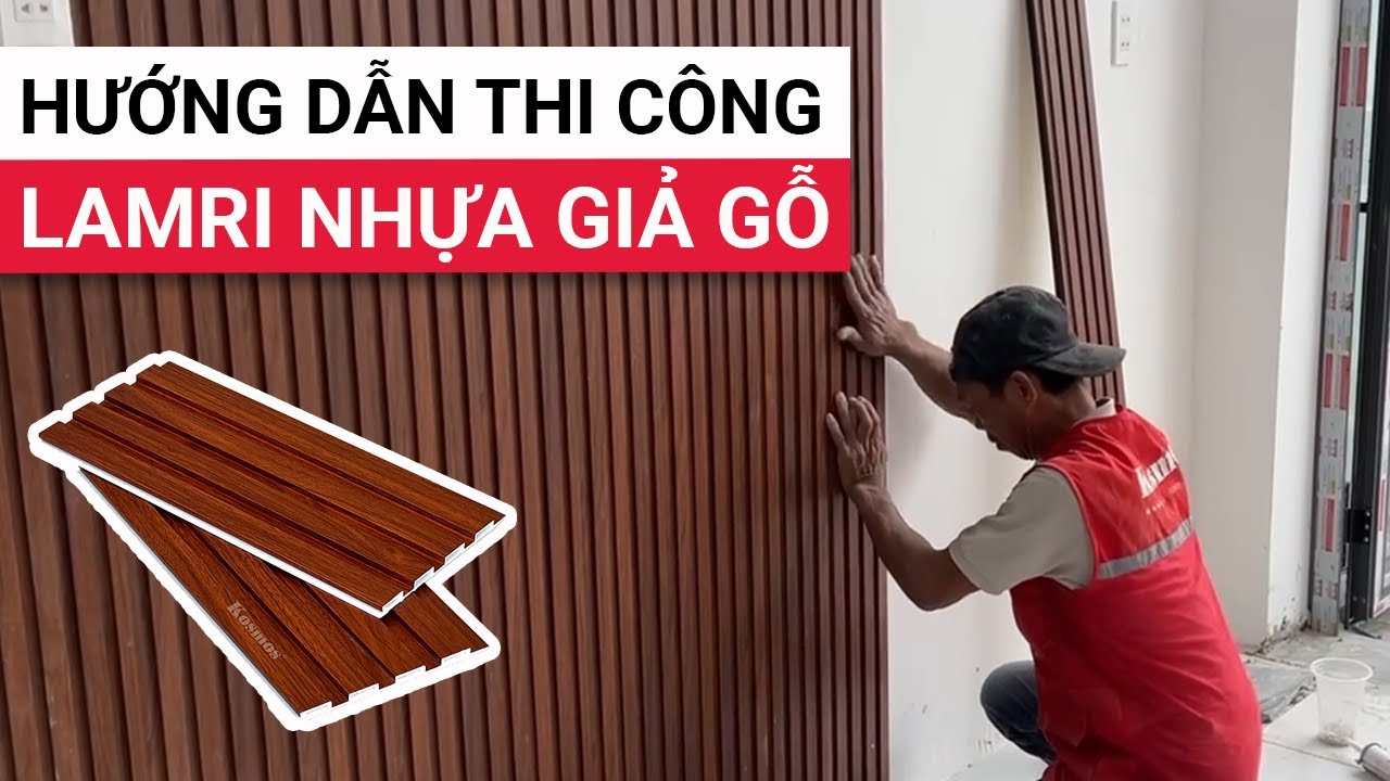 Cách thi công lamri nhựa giả gỗ ốp chân tường phòng khách bằng tấm ốp lam sóng PVC