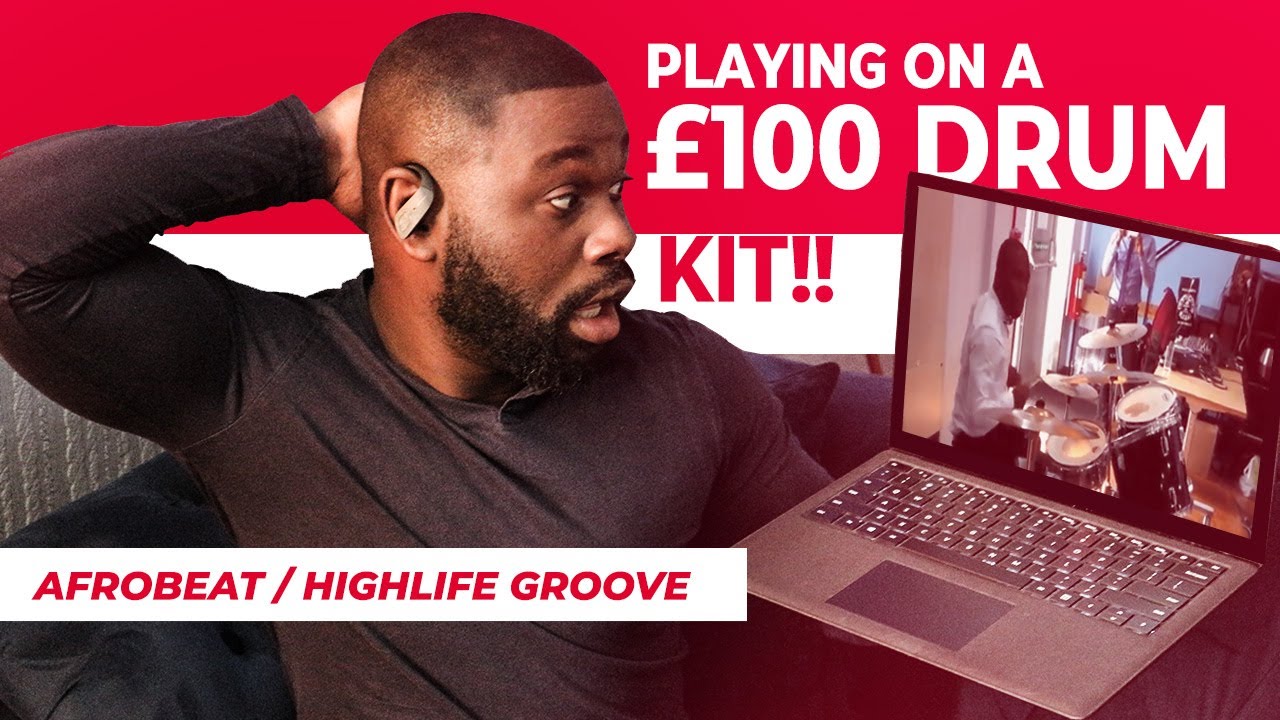 Drummer Reacts To His Drumming on a £100 Drum Kit (Afrobeat / Highlife Grooves)