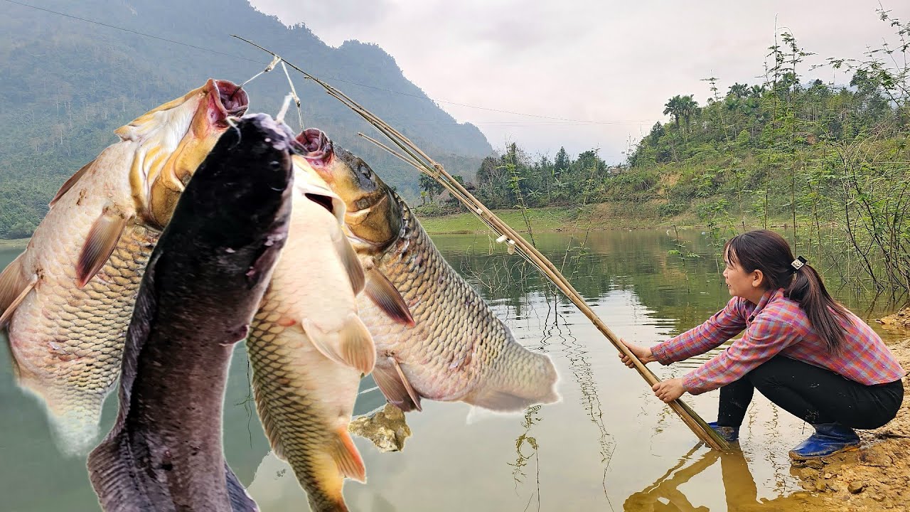 FULL VIDEO Traditional fishing techniques - 300 days single mother caught big fish with many skills