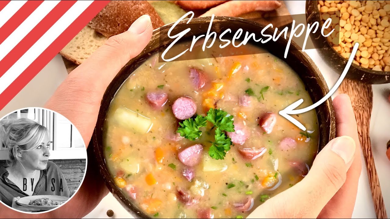 DEFTIGE ERBSENSUPPE nach polnischem Familienrezept (mit RIPPCHEN & FRANKFURTER -W&uuml;rstchen) kochen.