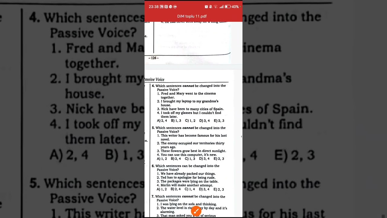 Can be, cannot be changed into the passive voice, Dim,  sual 10u doğru tapdinsa dərsi anladın,Günay 