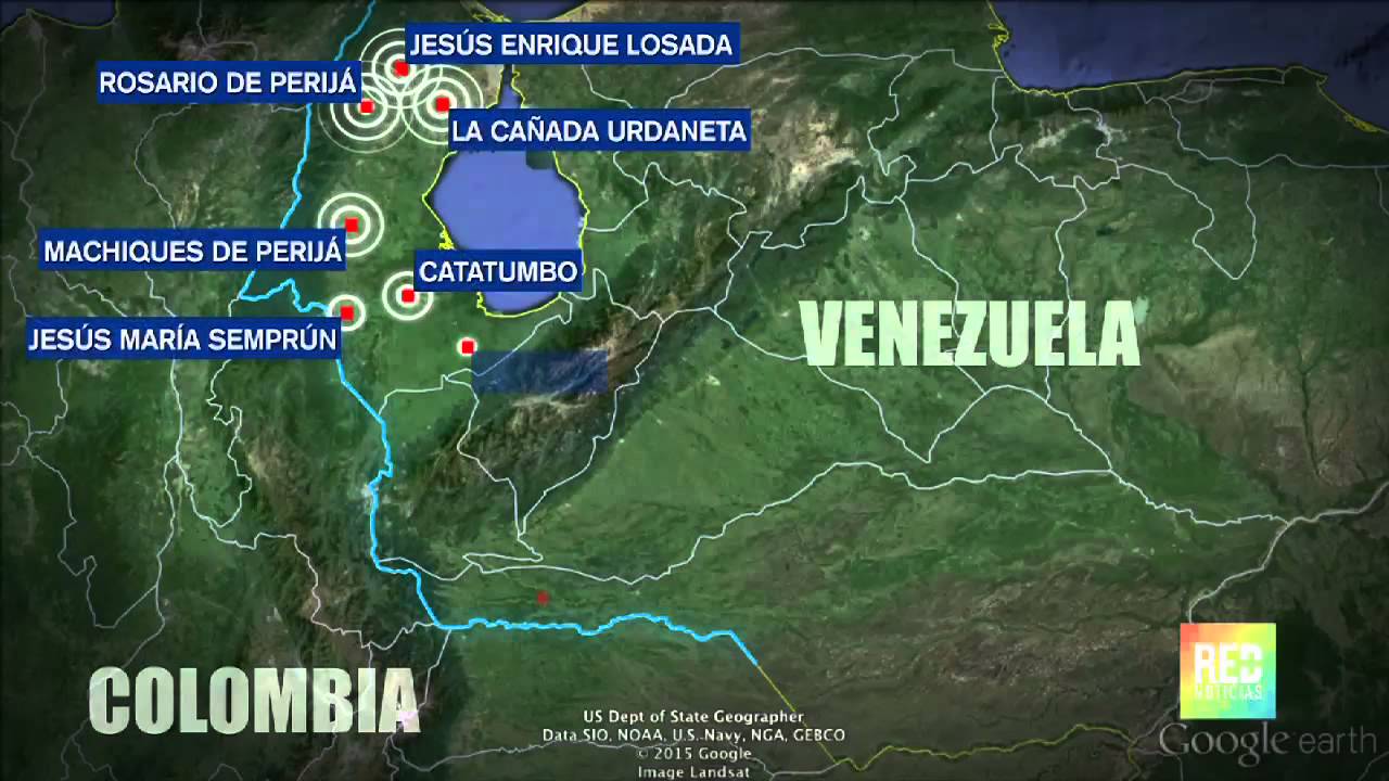 Mapa de fronteras cerradas entre Colombia y Venezuela
