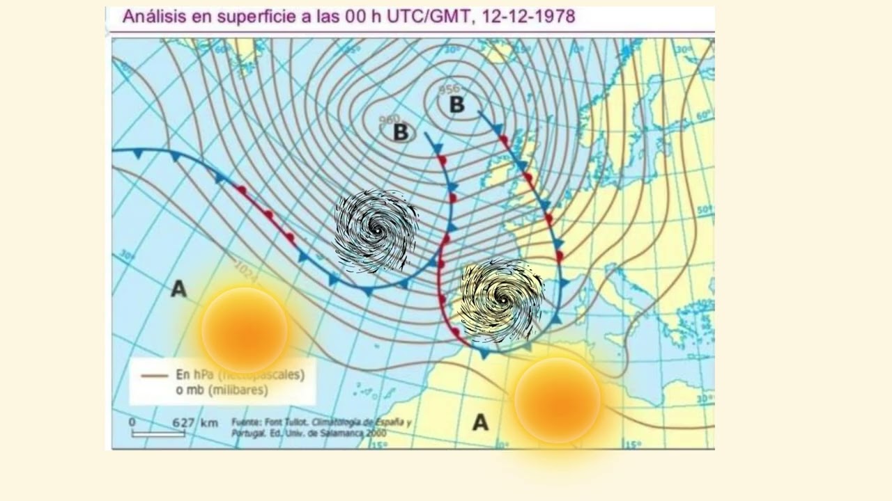 Mapa de isobaras. Comentario de un mapa del tiempo.